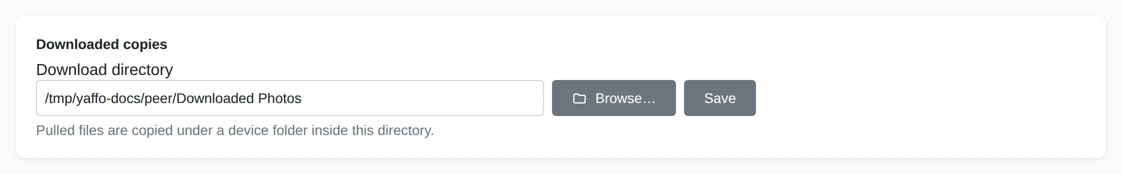 Download directory filled with a local folder for received photos